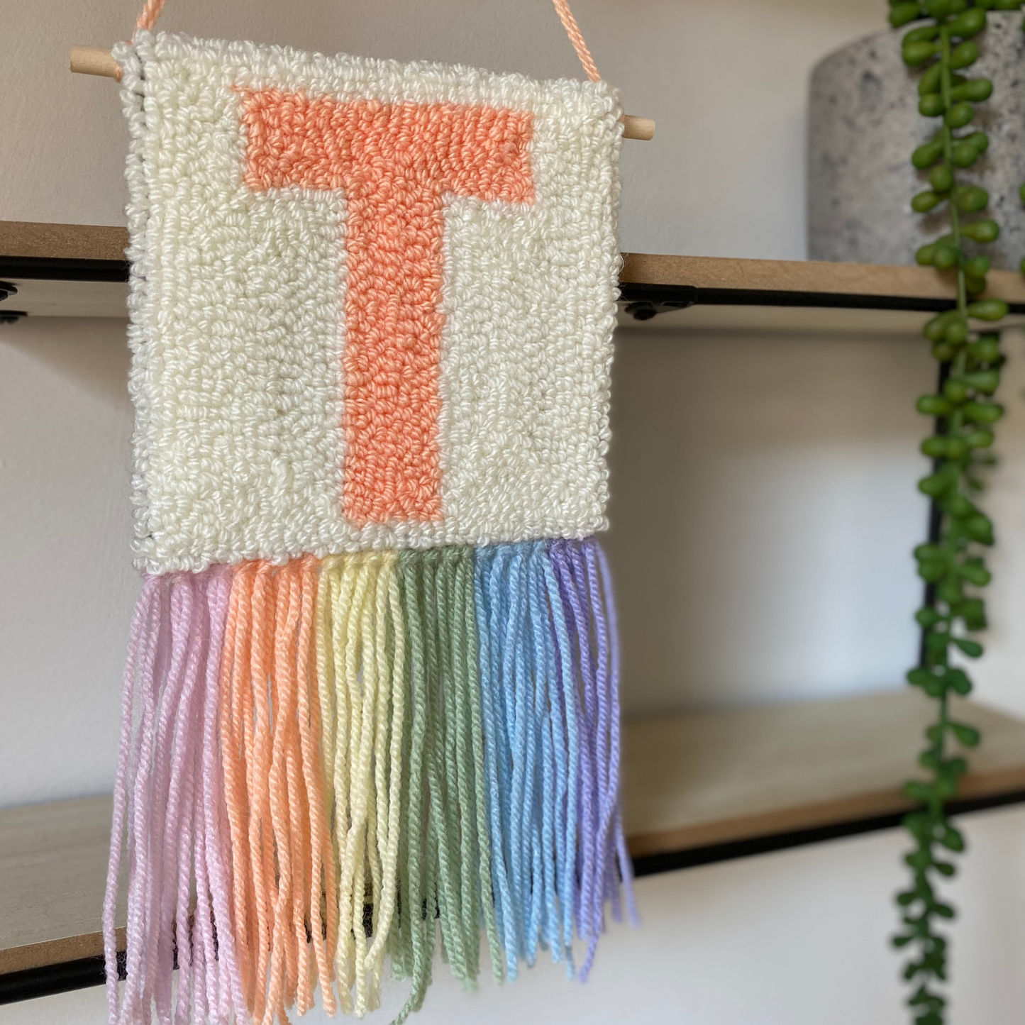 Pastel Rainbow Initial Wall Hanging